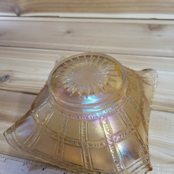 Vintage Imperial Glass Clam Broth Beaded Block Square Bowl - Picture 4 of 4